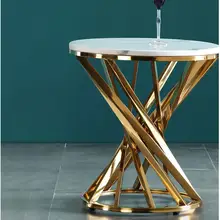 Роскошный легкий из нержавеющей стали позолоченный матовый дизайнерский чайный столик круг несколько краев несколько золотистые железные знаменитости минималистичный мрамор