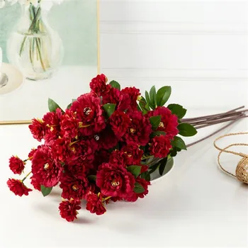 

7Pcs Fake Long Stem Peony (7 heads/Piece) 28.35" Length Simulation Spring Peonia for Wedding Home Decorative Artificial Flowers