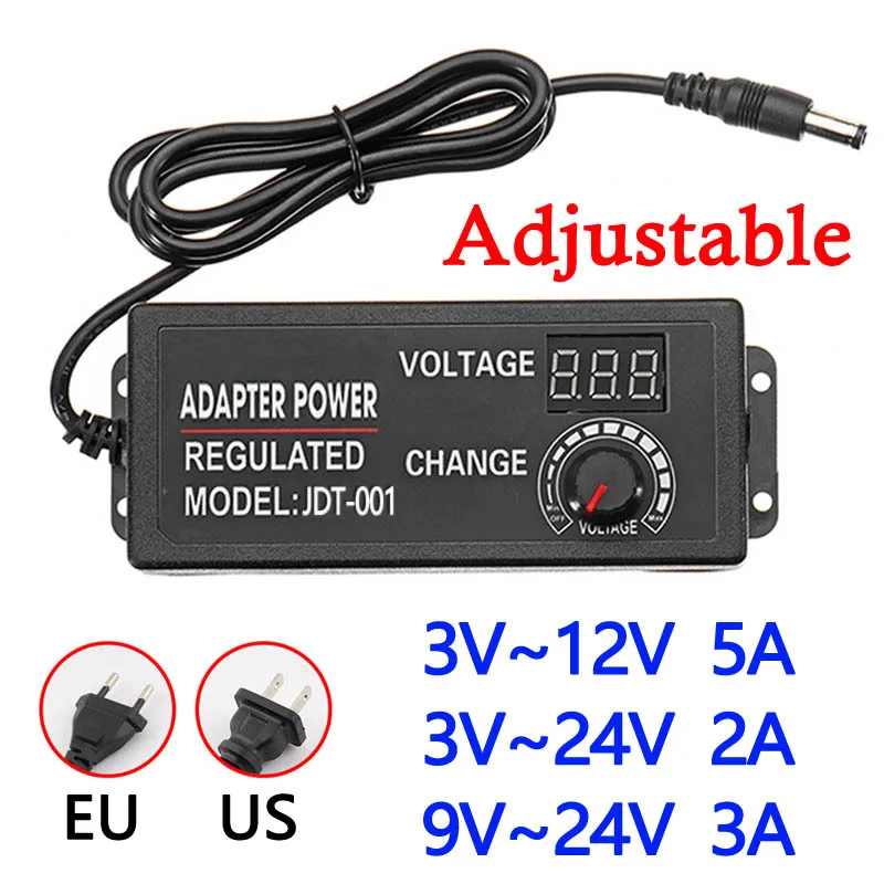 AC to DC 3V-12V 3V-24V 9V-24V Adjustable Power Adapter Universal Power Supply Adaptors With Display Screen of Voltage Regulated