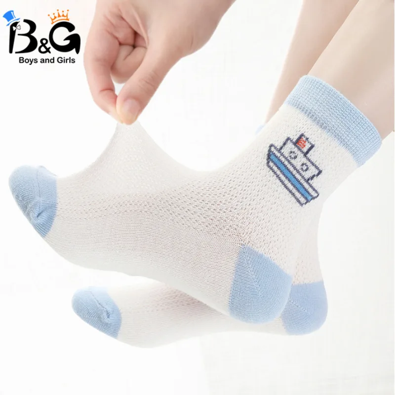 

B&G Children's socks thin mesh breathable Kid's children's socks middle socks cute cartoon baby socks summer