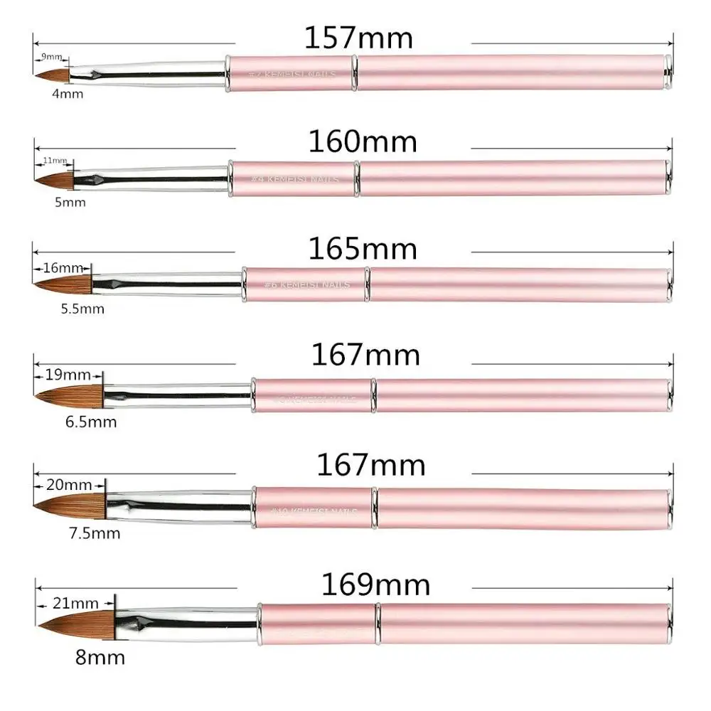 Мода Розовый цвет шампанского Металлическая Ручка Колонок Соболь волосы лак для ногтей кисть УФ гель Кисть-ручка для резьбы жидкий порошок DIY Инструменты для ногтей