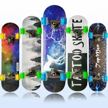 

Skate Board Cruiser Skateboard Galaxy Starry Sky Printed Longboard Vintage Outdoor Sport Adult Four-Wheel Double Snubby