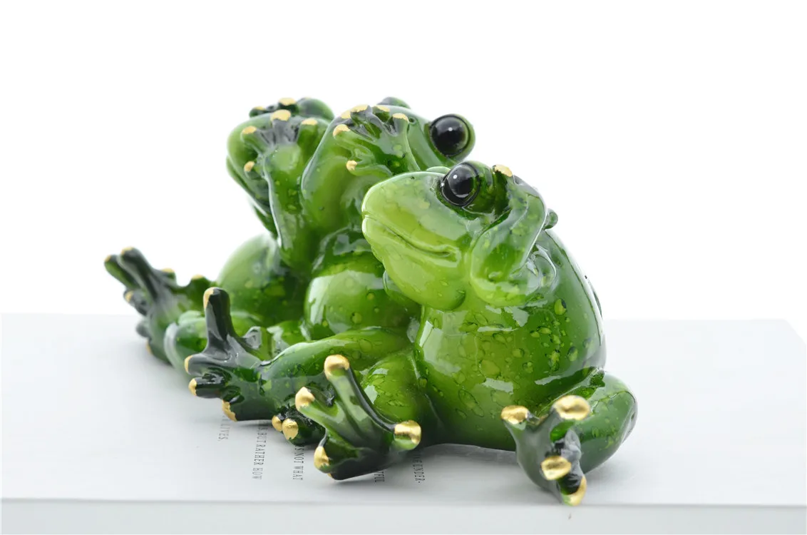 MYBLUE Kawaii Dont Talk Dont Listen Dont Look Frog Figurine Miniature Fairy Garden Nordic Home Room Decoration Accessories