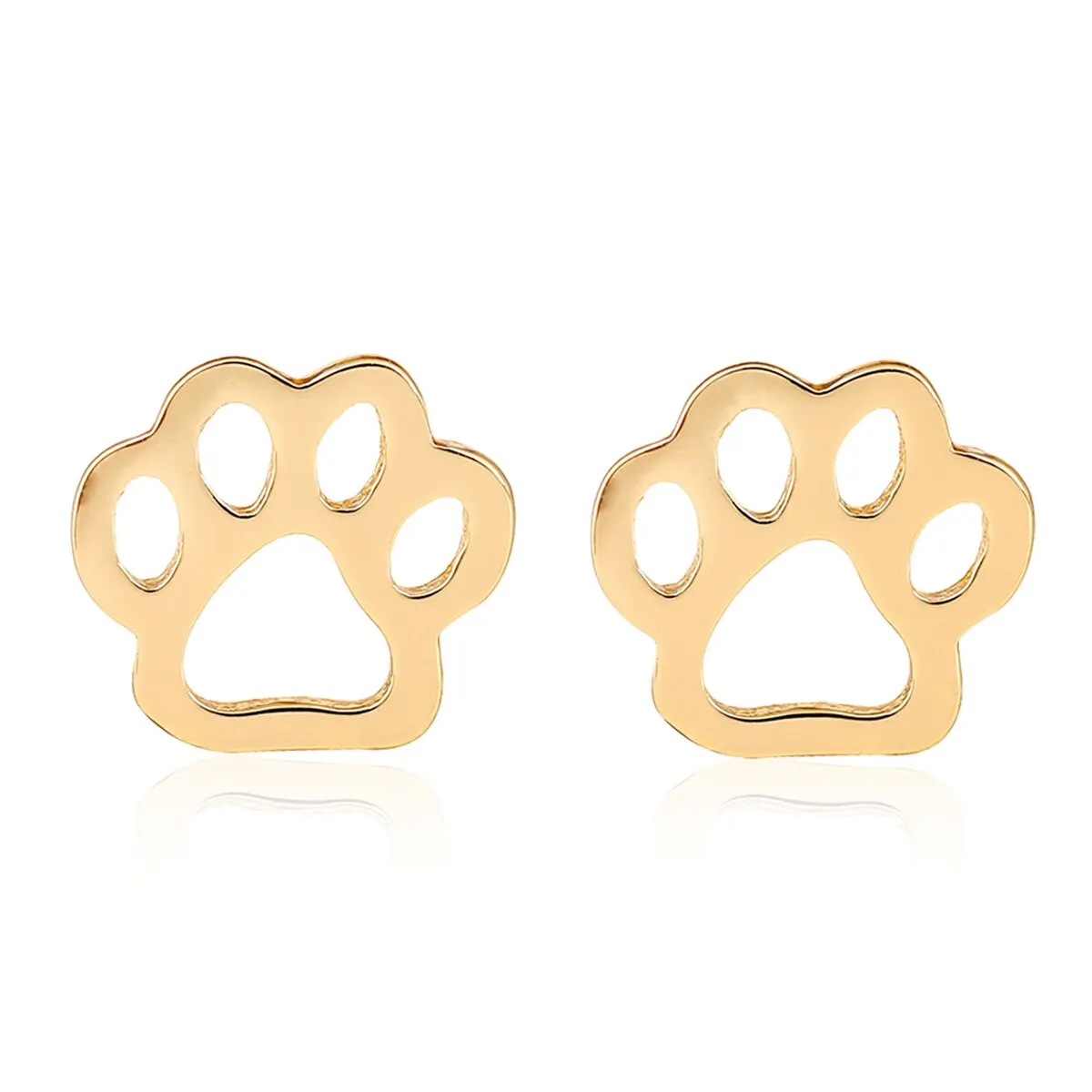 Hollow Cute Pet Ear Stud Earring Shellhard Charming Cat Dog Paw Print Earrings Female Brincos Fashion Jewelry Accessories