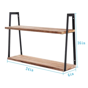 

Hot sale Country Style Floating Wall Shelf With 2 Floors, Suitable For Bedroom, Bathroom, Living Room And Kitchen