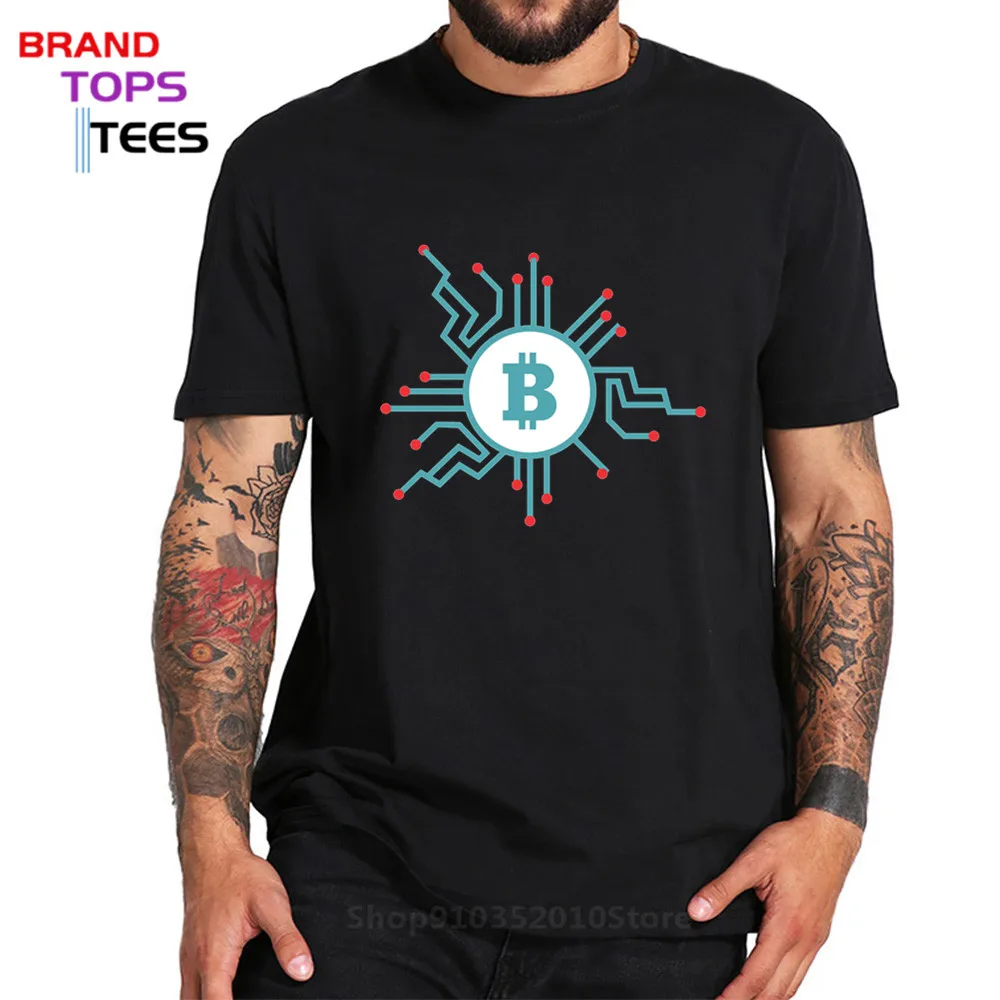 Funny Circuit Board Design Cryptocurrency Bitcoin T shirt men New Men's BTC CryptoCurrency tshirt | Мужская одежда