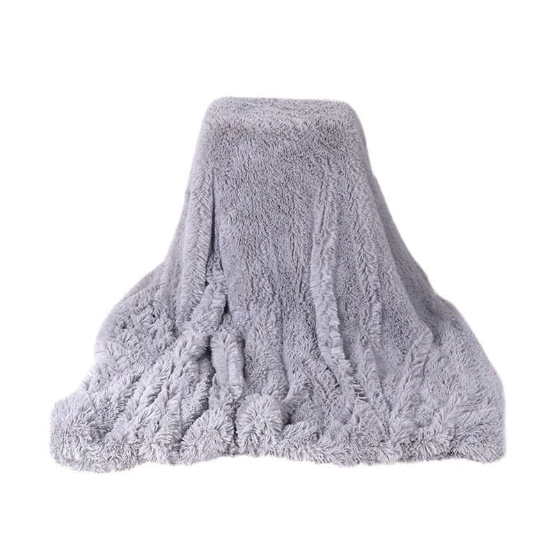 Light Grey Мягкое длинное мохнатое одеяло, покрывало для кровати, дивана, кровати, дивана, одеяло, пушистое теплое зимнее однотонное одеяло для детей, взрослых, 130x160 см - Цвет: Light Grey