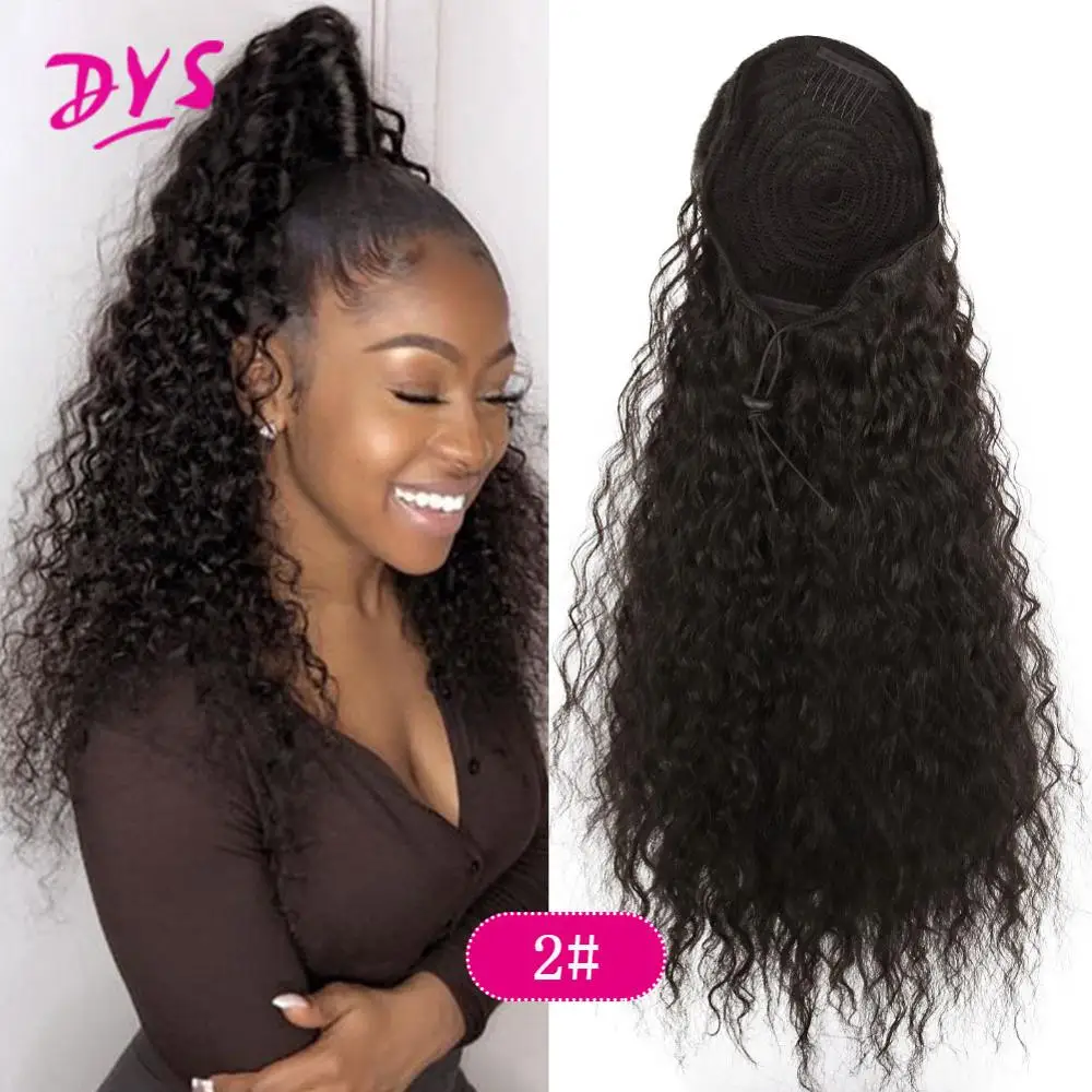 Coletero Afro rizado con cordón Largo rizado, extensión de cabello sintético afroamericano