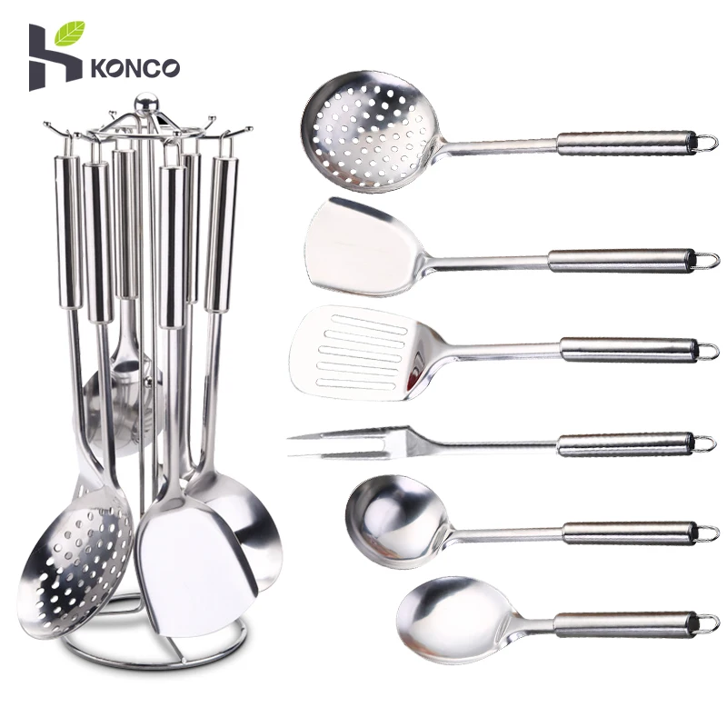 KONCO 6 Pieces Kictche Cooking Utensil Set Stainless Steel Cookware Set