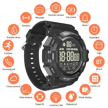 

Smart watch Bluetooth Clock EX16S SmartWatch Notification Remote Control Pedometer Sport Watch IP67 Waterproof Men's Wristwatch