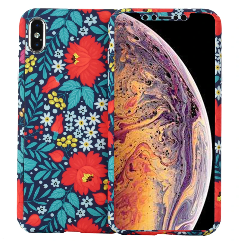 a15 Для Apple iPhone 11 Pro Xs Max XR X 8 7 6 6S Plus 5 5S SE 360 градусов Полная защита тела Роскошный Ретро чехол с цветочным рисунком - Цвет: a15