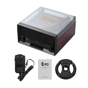 

Classic 8-in-1 Turntable Music Center Wireless BT Vinyl Record Player CD Player FM Radio 3-Speed Turntable with USB Encoding