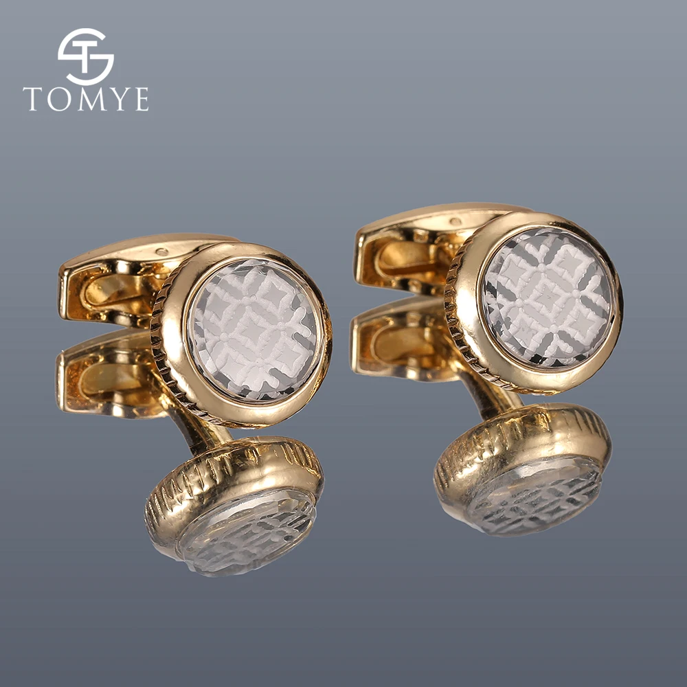Мужские Запонки TOMYE XK20S041 высококачественные Золотые круглые металлические