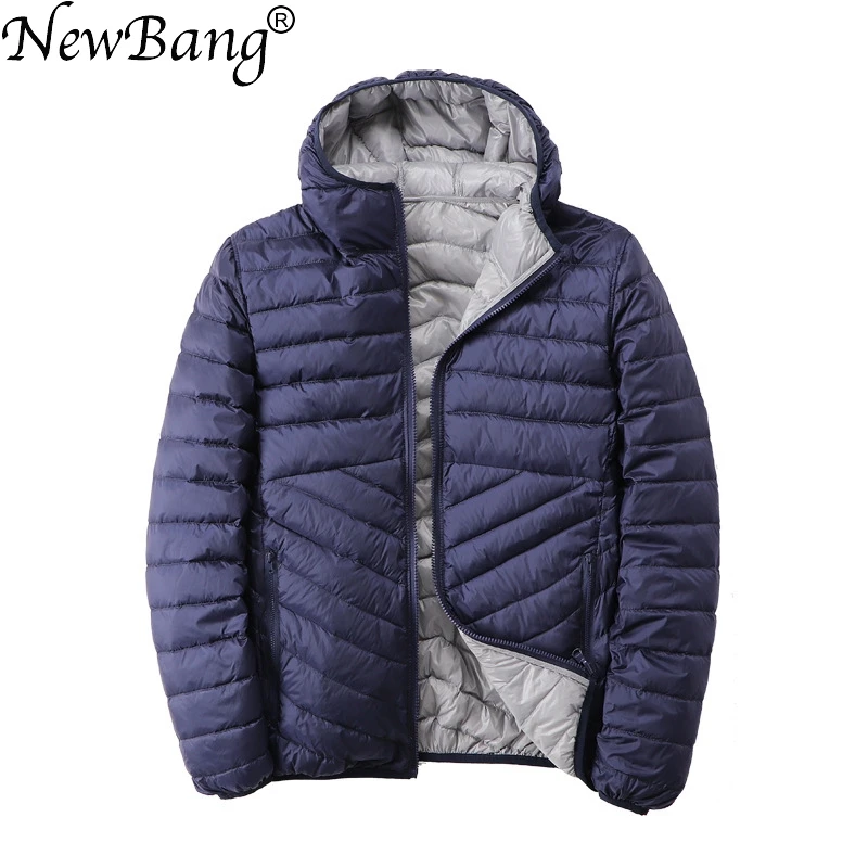 NewBang-Chaqueta ultraligera Reversible para hombre, Parka de plumas de doble cara, con capucha, para Otoño e Invierno