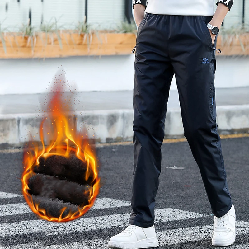 Флисовые спортивные штаны, Утепленные зимние быстросохнущие спортивные штаны, Мужские штаны с эластичной резинкой на талии, Мужские штаны для активного отдыха, спортивная одежда 8XL, ZA314