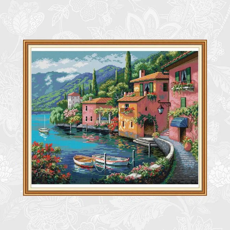 Картины на холсте Waterside House Китайская вышивка крестом 14CT 11CT тканевая нить наборы