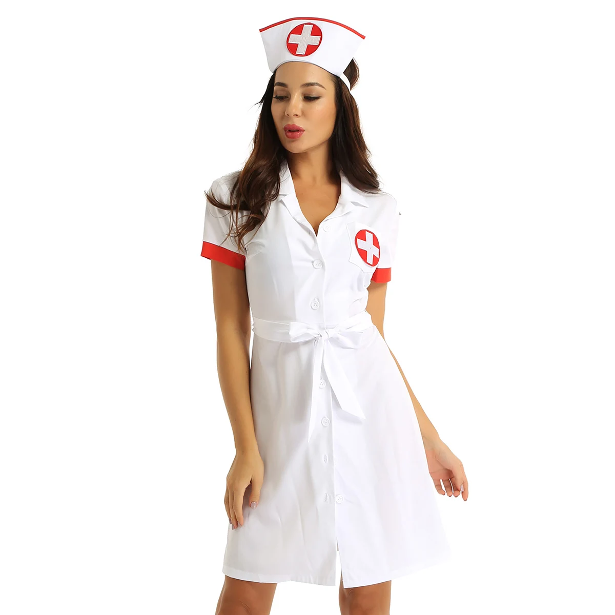 Vestito da Costume da infermiera Sexy femminile da donna vestito profondo V  Sexy medico Cosplay infermiera per adulti uniforme gioco di ruolo vestito  da festa + cintura + cappello - AliExpress