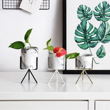 Скандинавский Минимализм стиль мраморный узор Золотая керамика железная художественная ваза Настольный цветочный горшок домашний Свадебный декор для гостиной