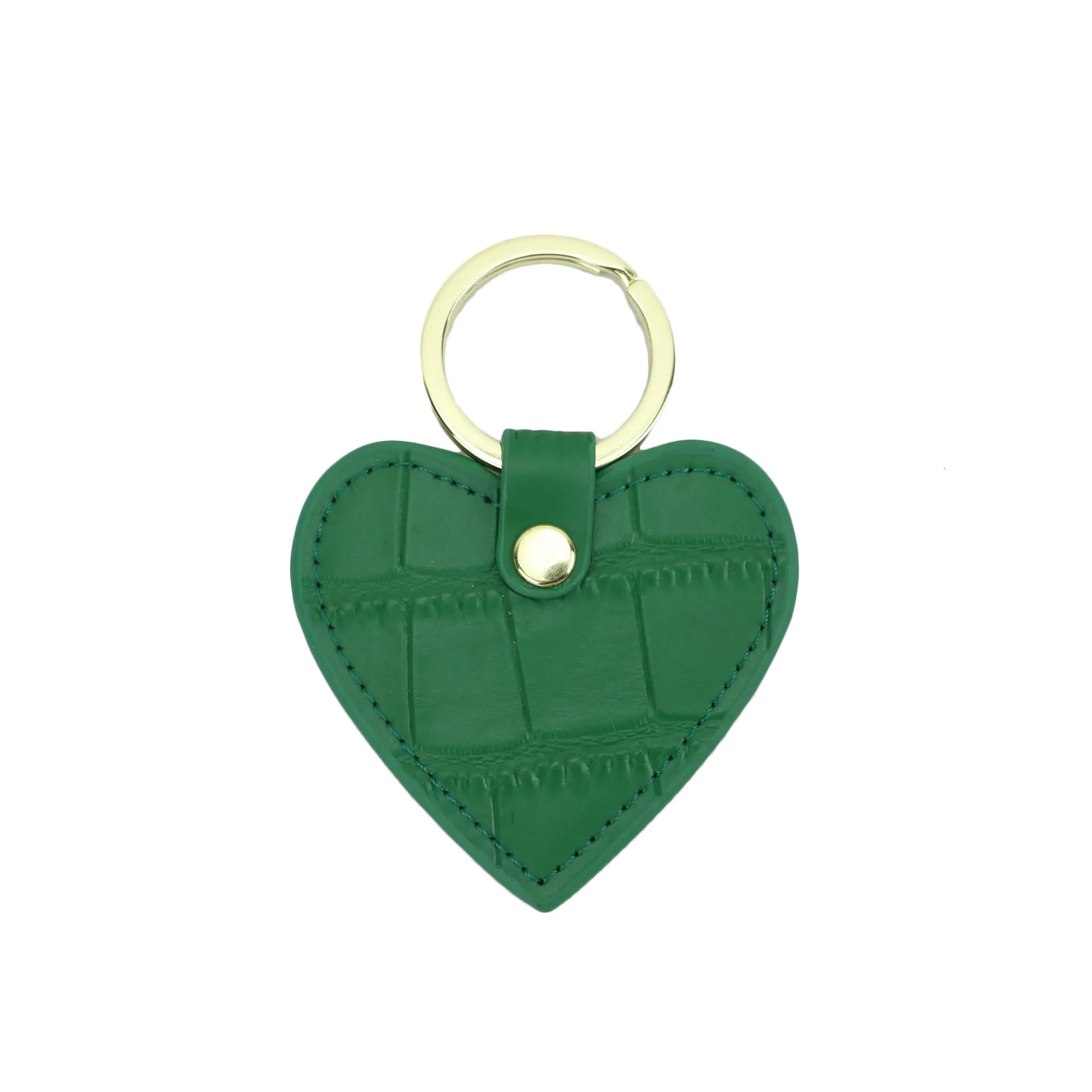 Подгонка буквы дамы коркодиловый узор корова кожаный брелок в форме сердца для ключей держатель для женщин брелок цепь женский брелок - Цвет: green