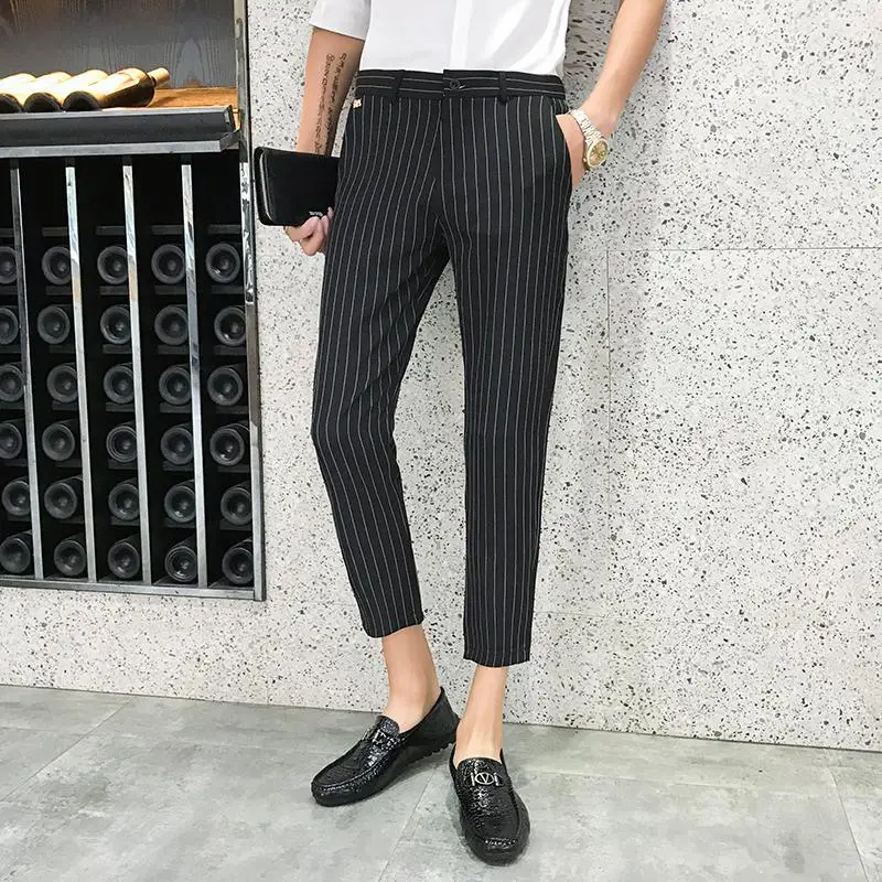 S 3XL Office Trousers Men Striped 