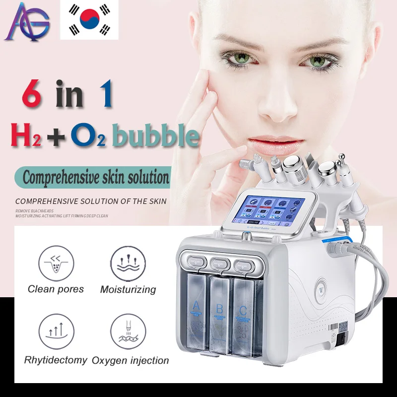  Portable hydrofacial 6 in 1 oxygen machine facial Deep cleaning for all skin type
