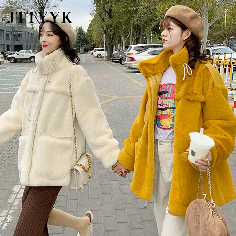

Autumn Winter Fur Coat Overcoat Women's 2020 New Medium long Otter Fur Coats Female Fashion Warm Loose Locomotive Mink Down Coat