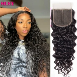 10PCS Wholesale Water Wave Lace Closure Brazilian Human Hair Middle Part Closures Only Human Hair 4x4 Closure T Part Closure