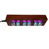 6-Bit IV22 Fluorescent Tube Digital Tube Clock Temperature Dispaly DIY Retro Creative gift Desktop Ornaments Solid Wood Shell 2
