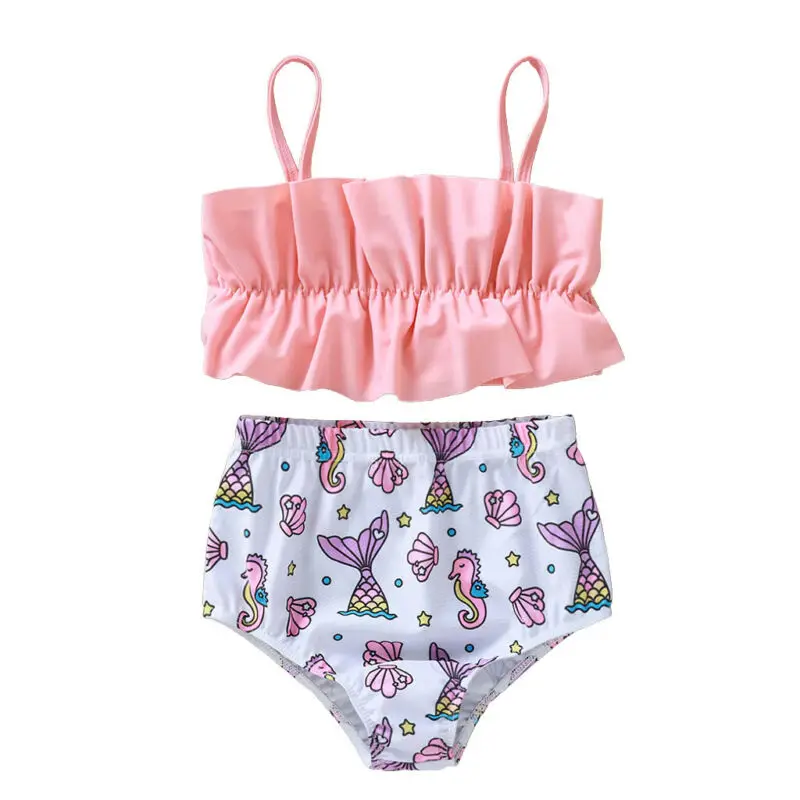 

Newborn Baby Girl Swimsuit Two Piece Cartoon Animal Print Cute Infant Summer Beachwear Swimsuit