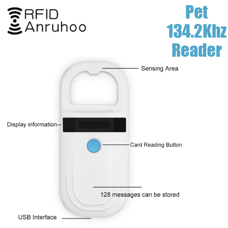 Handheld USB Pet Reader RFID Animal FDX-B Chip Scanner ISO11784/5 Badge ID 134.2Khz Tag Transponder | Безопасность и защита