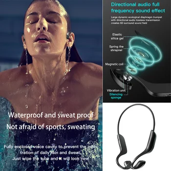 

Magnetic Charging Bone Conduction With Microphone Open-Ear Bluetooth 5.0 Sports Headset Noise Reduction Multifunction Cycling