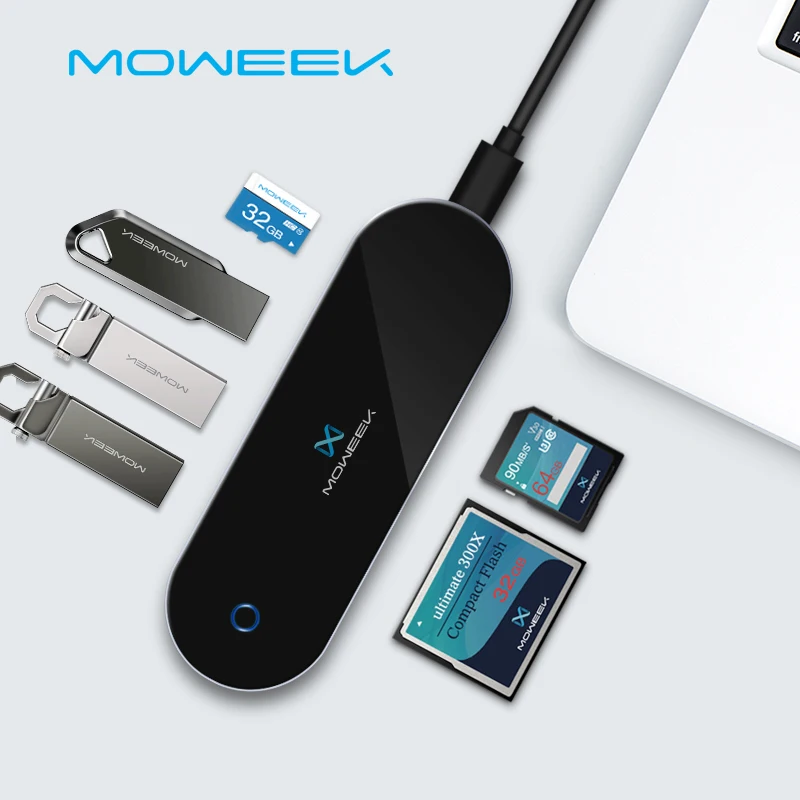 Moweek USB HUB Type C to 3.0 hub usb splitter 7 in 1 SD/TF Card Reader for MacBook Samsung S9 huawei P20/P20 pro | Компьютеры и офис