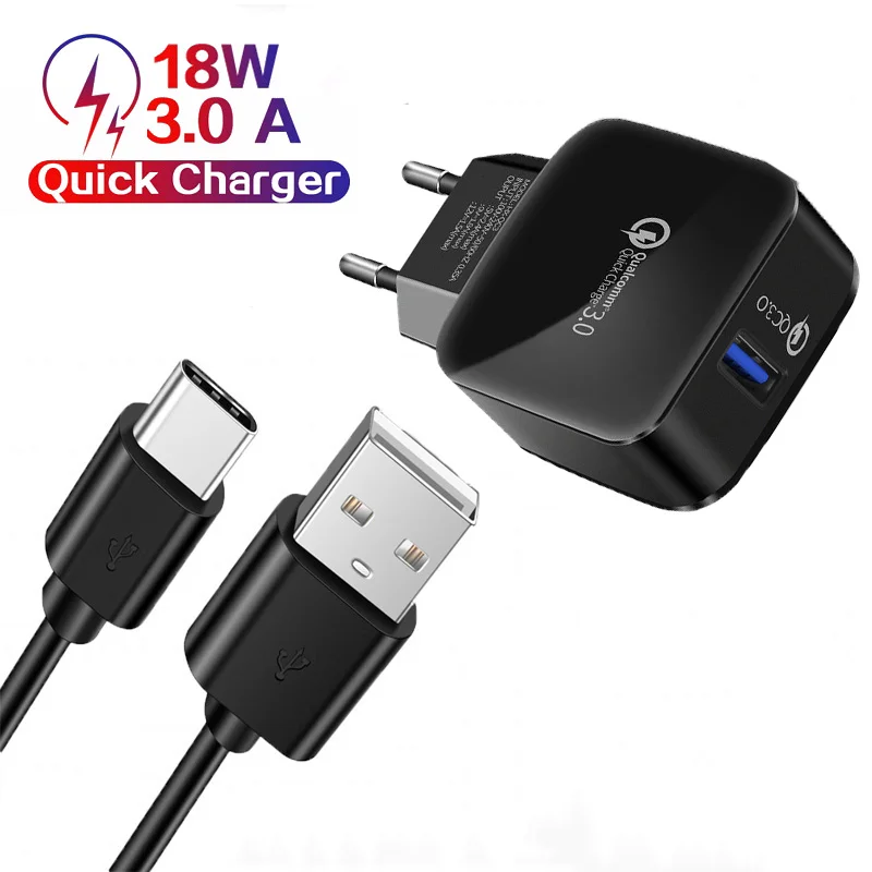 65 watt charger mobile 18W USB Charger Fast Charge QC 3.0 Wall Charger For Huawei P40 P30 P20 Lite OPPO Realme 8 7 6 5 3 X50 X2 GT Pro Type-C USB Cable 65 watt fast charger