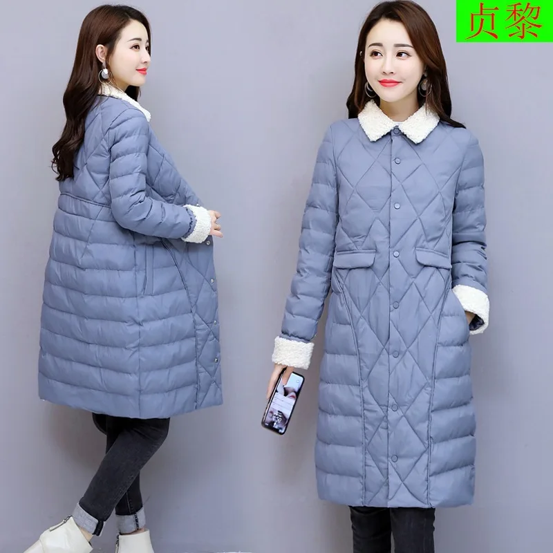 

Yellow down Feather Cotton-padded Clothes over-the-Knee Cotton Coat Women's 2018 New Style Mid-length Cotton-padded Coat Winter