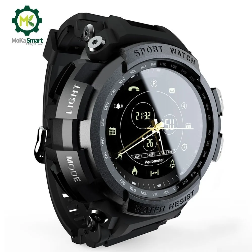 Comprar Reloj inteligente MOKA para hombres reloj Digital podómetro deportivo recordatorio de llamadas cámara remota Bluetooth reloj inteligente 5ATM impermeable