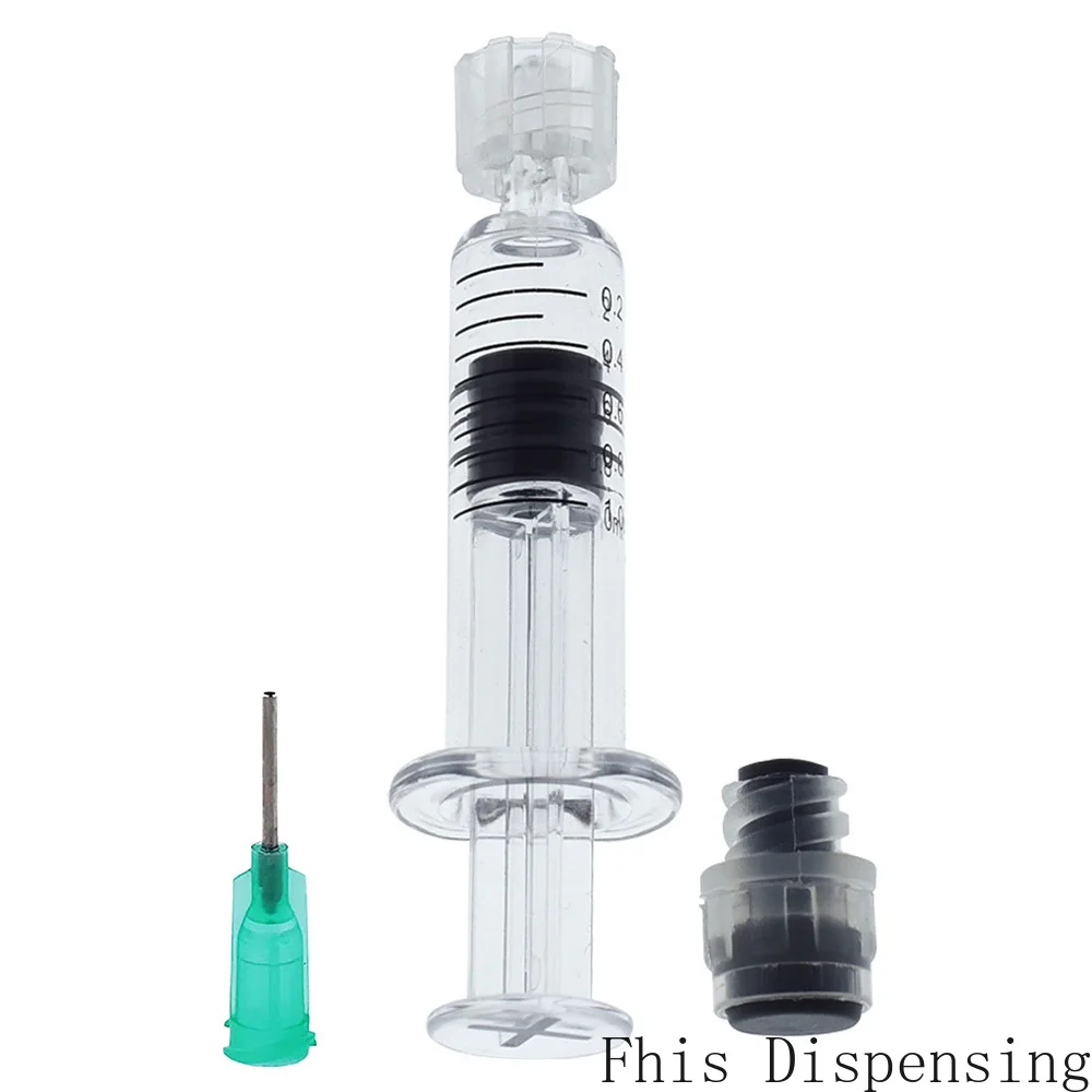 

Measurement Mark Tip for CBD Oils, EJuices, Liquids, Chemical (Gray Piston)1ml Luer Lock Syringe with 18G Needle Reusable