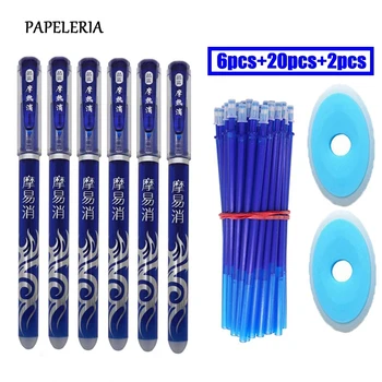 

28Pcs/Lot Erasable Gel Pen Blue ink 0.5mm Washable Handle Kawaii Pens Refill Rods for School pen Writing Tools Cute Stationery