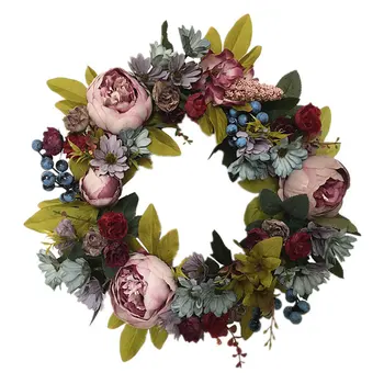 

1pc Artificial Garland Artificial Wreath Rattan Wreath for Wedding Festival Door