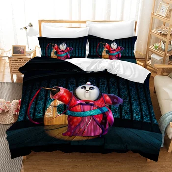 

Dropshipping Boy gife 3D print Bedding set Cartoon Kung Fu Panda friends' lovers' gift Duvet cover set Home Textiles BOY GIFE