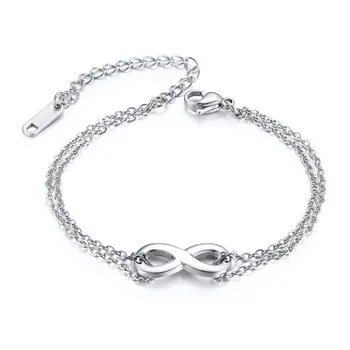 

Stainless Steel Bracelet Family Daughter Children Jewelry Link Chain Women Simple design Love Bracelets Double Hearts