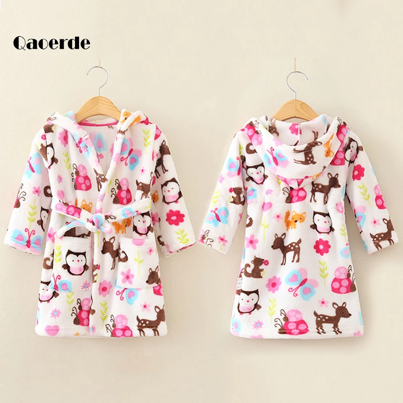 Cartoon Children's Bathrobe Spring Autumn Kids Sleepwear Lovely Long Sleeve Girls and Boys Bathrobe Children's Clothing 2-8 Year