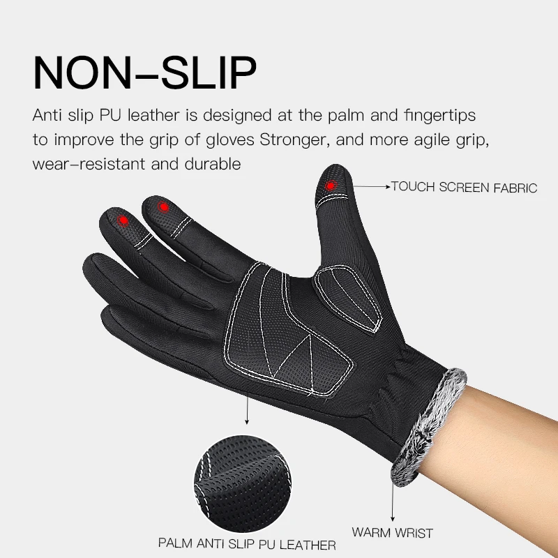 New Outdoor Sports Winter Waterproof Hiking Gloves Anti-skid Warmer Full Finger Touch Screen ciclismo Hiking Gloves Men Women 2