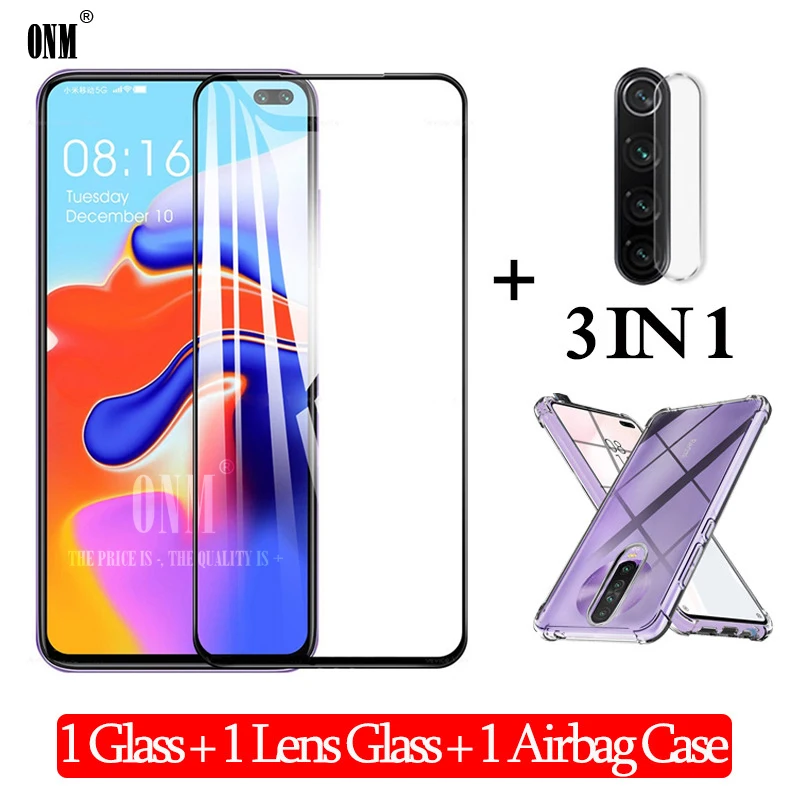 

3-in-1 Glass + Case For Xiaomi Poco X2 Screen Protector Tempered Glass Full coverage Xiaomi Poco X2 Cover Camera Protector Glass
