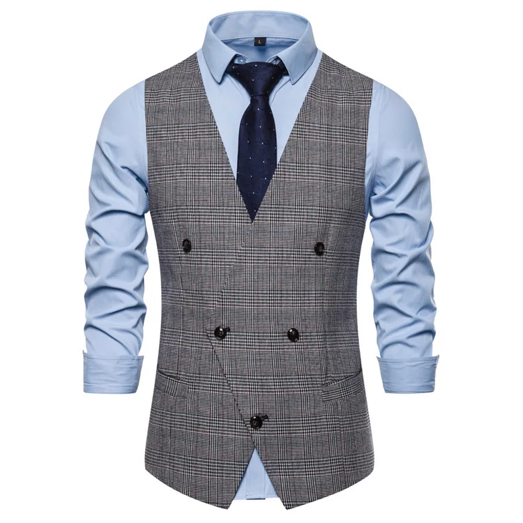 Mens Vest In Stock Spring and Autumn Fashion casual V-neck British Style Suit Vests Three Color