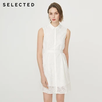 

SELECTED Women's Straight Fit Turn-down Collar White Floral Dress S|41922J509