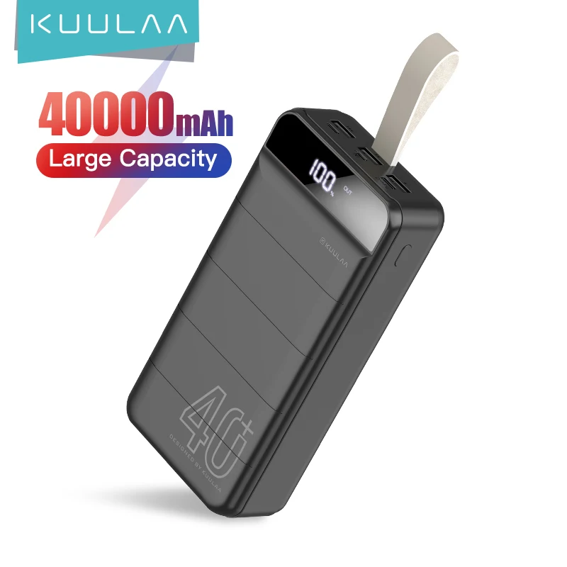 Внешний аккумулятор KUULAA ёмкость 40000мАч порты USB подойдёт для Xiaomi Mi 8/9 и iPhone |