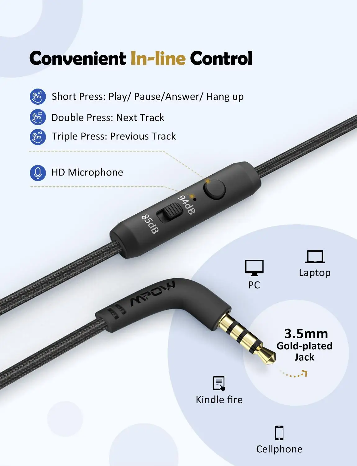 Mpow CH6 Pro Wired Headphones for Kids Children Foldable Over ear Headphones with Sharing Function Volume Limiting Microphone