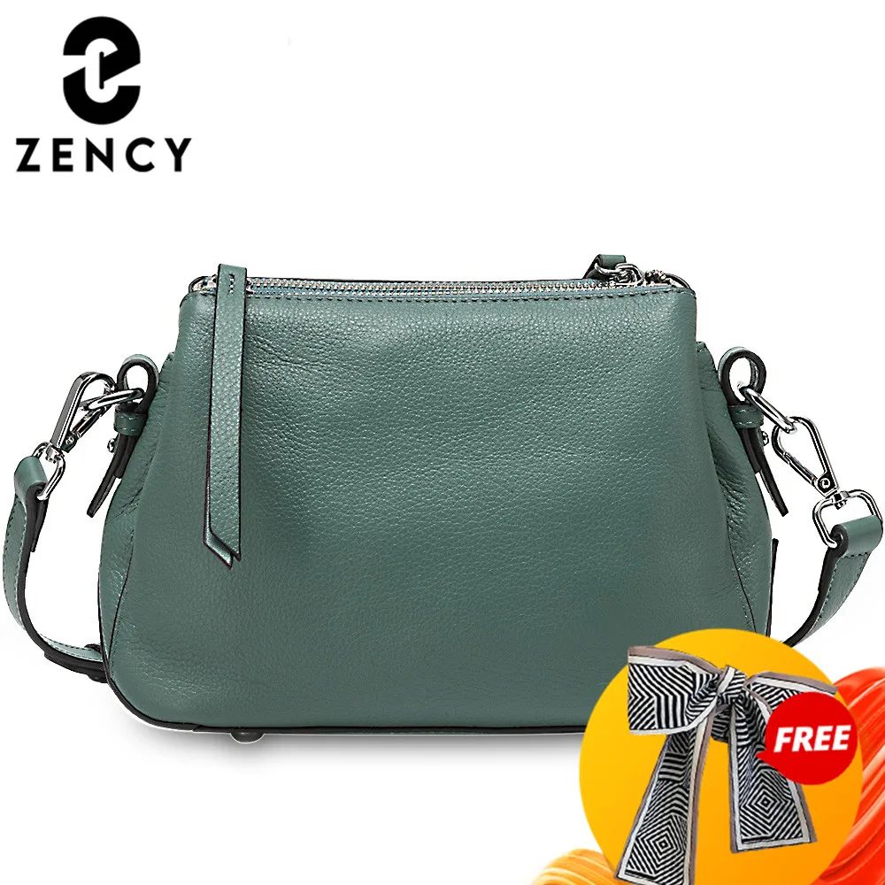 Zency Simple Style Women Shoulder Bag 100% Genuine Leather High Quality Lady Crossbody Bag Black Grey Fashion Tote Handbag