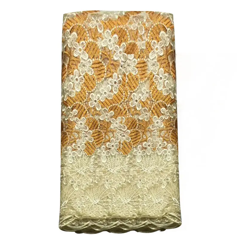 orange New Arrival High Quality Lace Fabric With Nigerian Embroidered Bridal Laces Fabric Yellow Orange French Swiss Voile Lace Fabric - Цвет: orange
