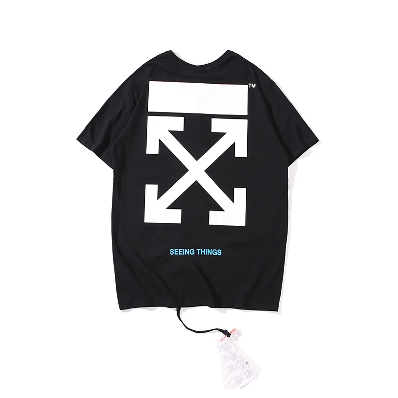 Простая стрела 19ss Off-White OW для мужчин/женщин, унисекс, модные модели влюбленных пар, хлопковая Повседневная футболка с коротким рукавом и круглым вырезом